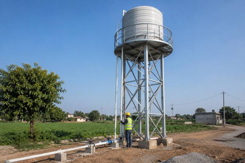 Completed elevated water storage tank